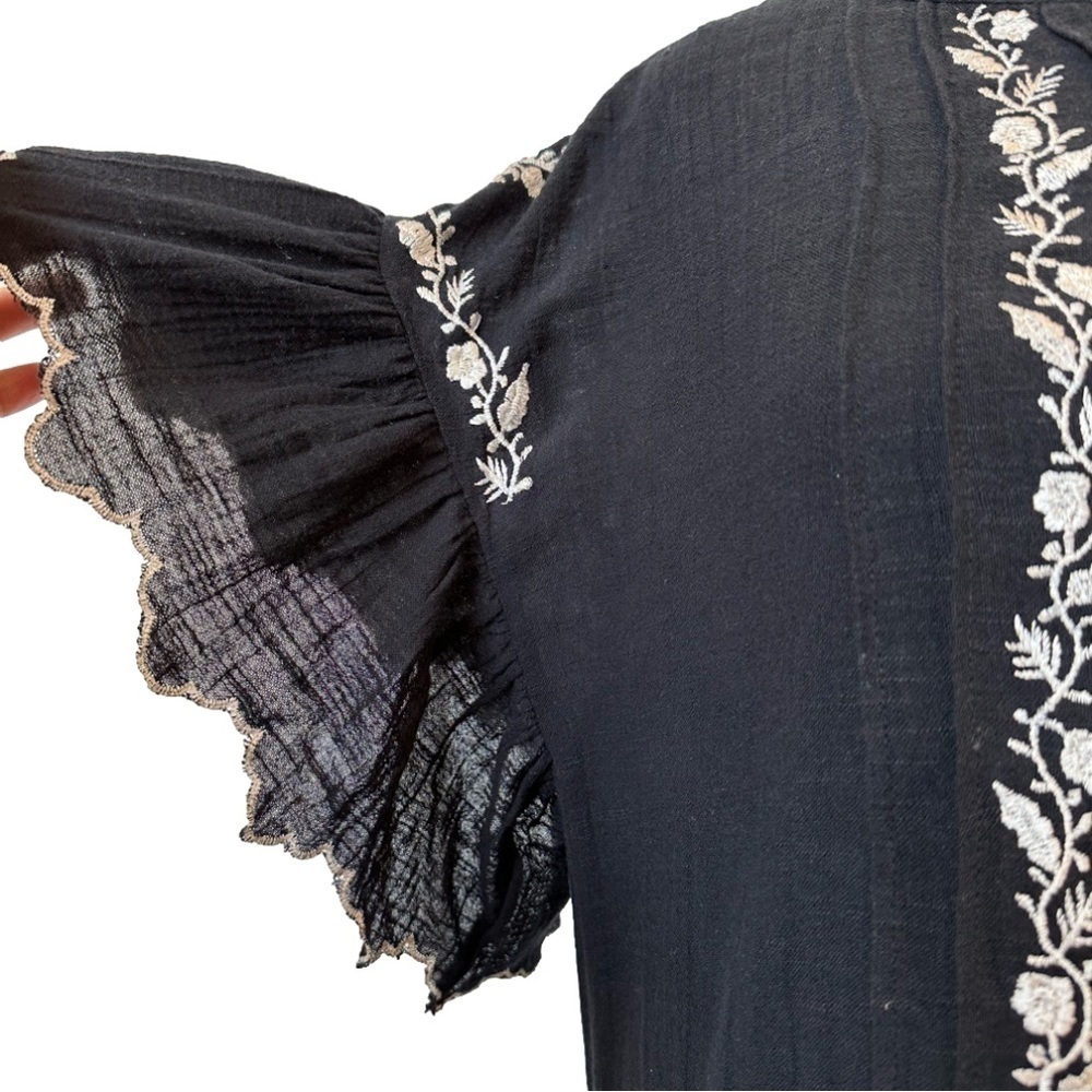 Free PEOPLE blue summer dress with white smocking in size small petite. - Picture 3 of 3